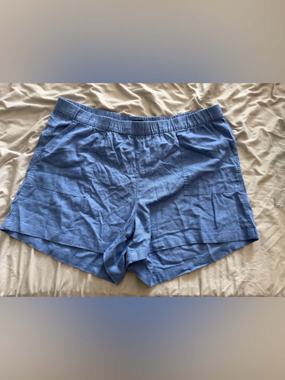 J. Crew Women's Sky Blue Elastic-Waist Linen Shorts